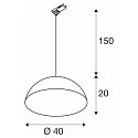 SLV 3-faset pendul FORCHINI M 40 TRACK E27 IP20, sort d�mpbar