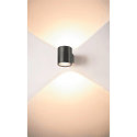 SLV Væglampe OCULUS PHASE DTW UP/DOWN rund, Dim-To-Warm, justerbar IP20, bronze dæmpbar