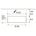 SLV Indbygnings loftlampe MEDO� 30 FRAMELESS stiv, til VDU-arbejdsstation, CCT Switch, skylle, omskiftelig IP20, hvid 