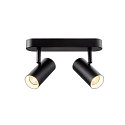 SLV V�g- og Loftlampe NOBLO� DOUBLE PHASE DTW 2-flammer, rund, Dim-To-Warm IP20, sort d�mpbar