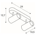 SLV V�g- og Loftlampe NOBLO� DOUBLE PHASE DTW 2-flammer, rund, Dim-To-Warm IP20, sort d�mpbar