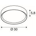 SLV ceiling luminaire DECONA 30 CL round, suitable for VDU workstation IP44, white, lacquered dimmable