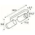 SLV Loftlampe GRIP! L SPOT CL DOUBLE cylindrisk GU10 IP20, sort, hvid, lakeret d�mpbar