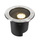 SLV Gulvindbygningslampe DASAR� XL DALI rund, svingbar, asymmetrisk, d�mpbar IP65/IP67, rustfrit st�l d�mpbar
