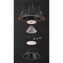 SLV ceiling recessed luminaire NUMINOS� XL round, suitable for VDU workstation IP20, black, lacquered dimmable