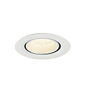 SLV Indbygnings loftlampe NUMINOS� GIMBLE XS rund, egnet til VDU-arbejdsstationer IP20, hvid, lakeret d�mpbar