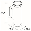 SLV Udend�rs wall luminaire HELIA PRO L UP/DOWN up / down, cylindrisk, DALI styrbar, slagfast IP65, hvid, lakeret d�mpbar