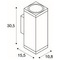 SLV outdoor wall luminaire THEO PRO L UP/DOWN large, square, DALI controllable, sea-air resistant IP65, anthracite