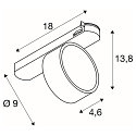 3-faset spot KALU 2.0 cylindrisk, egnet til VDU-arbejdsstationer IP20, sort, lakeret d�mpbar