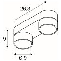 SLV V�g- og Loftlampe KALU 2.0 2-flammer, egnet til VDU-arbejdsstationer IP20, hvid, lakeret d�mpbar