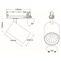 3-phase spot TRACKSPOT P 17/28W 47� ON-OFF  adjustable, switchable, multipower IP20, white, lacquered 