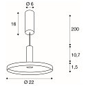 SLV Pendel LALU� SET PLATE 22 IP20, sort d�mpbar
