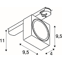 SLV 3-phase spot EURO CUBE 2 M DALI flat, square, DALI controllable, cardanic IP20, black, white dimmable