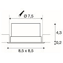 SLV VERLUX, Indbygningslampe, LED, 3000K, mat hvid, 8,5x8,5 cm, 10W