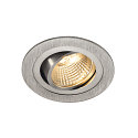 LED Downlight s�t NEW TRIA DL ROUND Indbygningslampe, 6W, 38�, 2700K, inkl. netdel , Clip fjedre, b�rstet alu