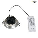 SLV LED Downlight Set NEW TRIA DL ROUND Recessed luminaire, 6W, 38, 2700K, incl. driver, clip springs, alu brushed
