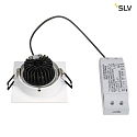 SLV LED Downlight Set NEW TRIA DL SQUARE Recessed luminaire, 6W, 38, 2700K, incl. driver, clip springs, white