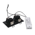 LED Downlight s�t NEW TRIA II DL SQUARE Indbygningslampe, 2x6W, 38�, 2700K, inkl. netdel , Clip fjedre, hvid