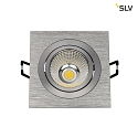 SLV LED Downlight Set NEW TRIA DL SQUARE Recessed luminaire 6,6W warmwhite 38, alu brushed