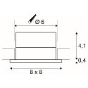 SLV LED Indbygningslampe PATTA-I, firkantet, 12W, COB LED, 38�, 3000K, IP65, inkl. netdel, alu b�rstet