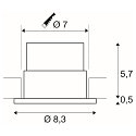 LED Indbygningslampe PATTA-F, rund, 12W, COB LED, 38�, 3000K, IP65, inkl. netdel