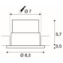 SLV LED Indbygningslampe PATTA-F, rund, 12W, COB LED, 38�, 3000K, IP65, inkl. netdel, hvid
