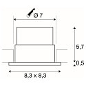 LED Indbygningslampe PATTA-F, firkantet, 12W, COB LED, 38�, 3000K, IP65, inkl. netdel