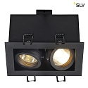 SLV Ceiling recessed spot KADUX 2 GU10 Downlight, 2xGU10, 230V, Clip springs, black