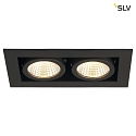 SLV LED Indbygningsspot KADUX Double, 2x6,2W, COB LED, 3000K, 38, inkl. netdel, Clip fjedre, sort