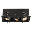 LED Indbygningsspot KADUX Triple, 3x6,2W, COB LED, 3000K, 38�, inkl. netdel, Clip fjedre, sort
