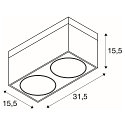 SLV Loftlampe KARDAMOD SURFACE SQUARE ES111 DOUBLE, rektangul�r, max. 2x75W, hvid