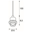SLV Pendel FENDA E27 Pendul-kabel med �ben kabel, uden Rosette, uden sk�rm, hvid
