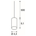 SLV Pendel FITU PD, E27, l�ngde 9.1cm, pendul 500cm, med �ben kabelende, sort