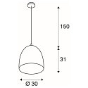 SLV Pendel PARA CONE 30, rund, E27, max. 60W, sort/guld