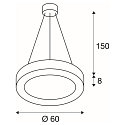LED Pendel MEDO RING 60 LED, 35W, 105�, 3000K, sort