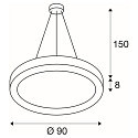 LED Pendel MEDO RING 90 LED, 58W, 105�, 3000K, sort