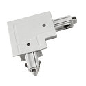Corner connection for 1-Phase High Voltage track, integrated version, protective conductor external, white
