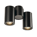 Wall-/Ceiling spot ENOLA_B SPOT DOUBLE, 2-heads, 2x GU10 QPAR51 max. 50W,  rotatable, swivelling, aluminium, black