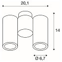 SLV V�glampe / Loftlampe ENOLA_B DOUBLE, 2x GU10 QPAR51 maks. 50W, roterbar + drejelig, aluminium, sort