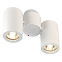 V�glampe / Loftlampe ENOLA_B DOUBLE, 2x GU10 QPAR51 maks. 50W, roterbar + drejelig, aluminium, hvid