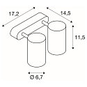 SLV V�glampe / Loftlampe ENOLA_B DOUBLE SPOT, 2x GU10 QPAR51 maks. 50W, roterbar + drejelig, aluminium, sort