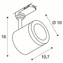3-faset LED Sporlampe ENOLA C, roterbar + drejelig, 12W 3000K 900lm, 55�, sort