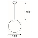 SLV Pendel ROTOBALL 25 hvid, E27, max. 24W