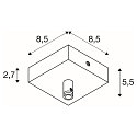 SLV Accessories Ceiling canopy for GLENOS Pendant luminaire, 8,5x8,5x2,7cm, with strain relief, silver