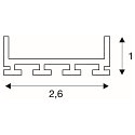 SLV GLENOS Profi-Profil 2609-200, Overflade-/Indbygningsprofil, 2m, uden bl�nde, mat sort