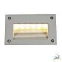 SLV BRICK LED DOWNUNDER, LED Wall recessed luminaire, IP54, 3.6W 3000K 30lm, silver grey