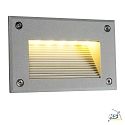 SLV BRICK LED DOWNUNDER, LED Wall recessed luminaire, IP54, 3.6W 3000K 30lm, silver grey