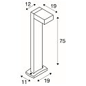 SLV Standerlampe QUADRASYL SL 75, firkantet, GX53, max. 11W