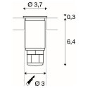 SLV LED Gulvindbygningslampe DASAR LED MINI Udend�rslampe, rund, rustfrit st�l 316, 31�, 2W, 3000K, IP67