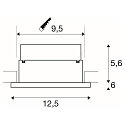 SLV LED Emergency Light P-LIGHT LED Recessed luminaire, 2x LED, 6000K, white